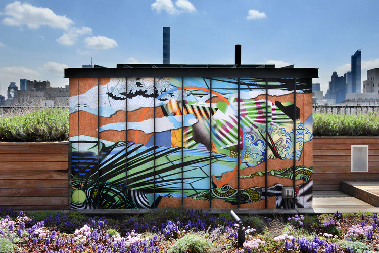 Mural 'Floating Garden', 2016 by Peter Gerakaris for the Surrey Hotel Roof top.